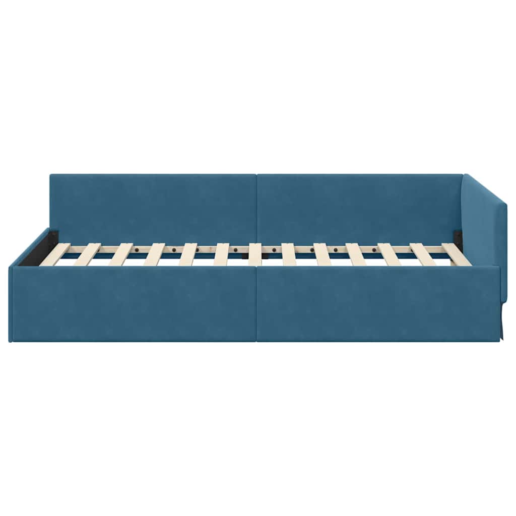 vidaXL Hoekbedframe Blauw 80 x 200 cm Fluweel en Engineered hout