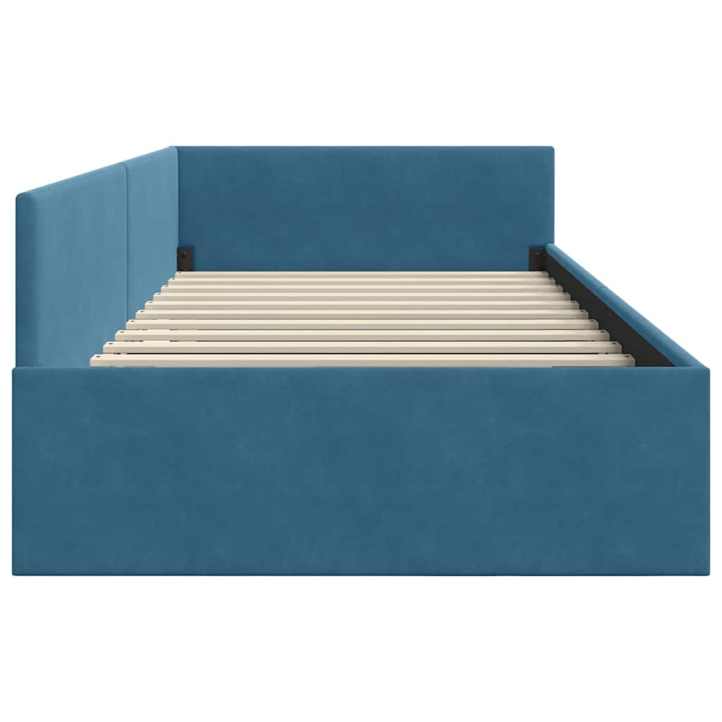 vidaXL Hoekbedframe Blauw 80 x 200 cm Fluweel en Engineered hout