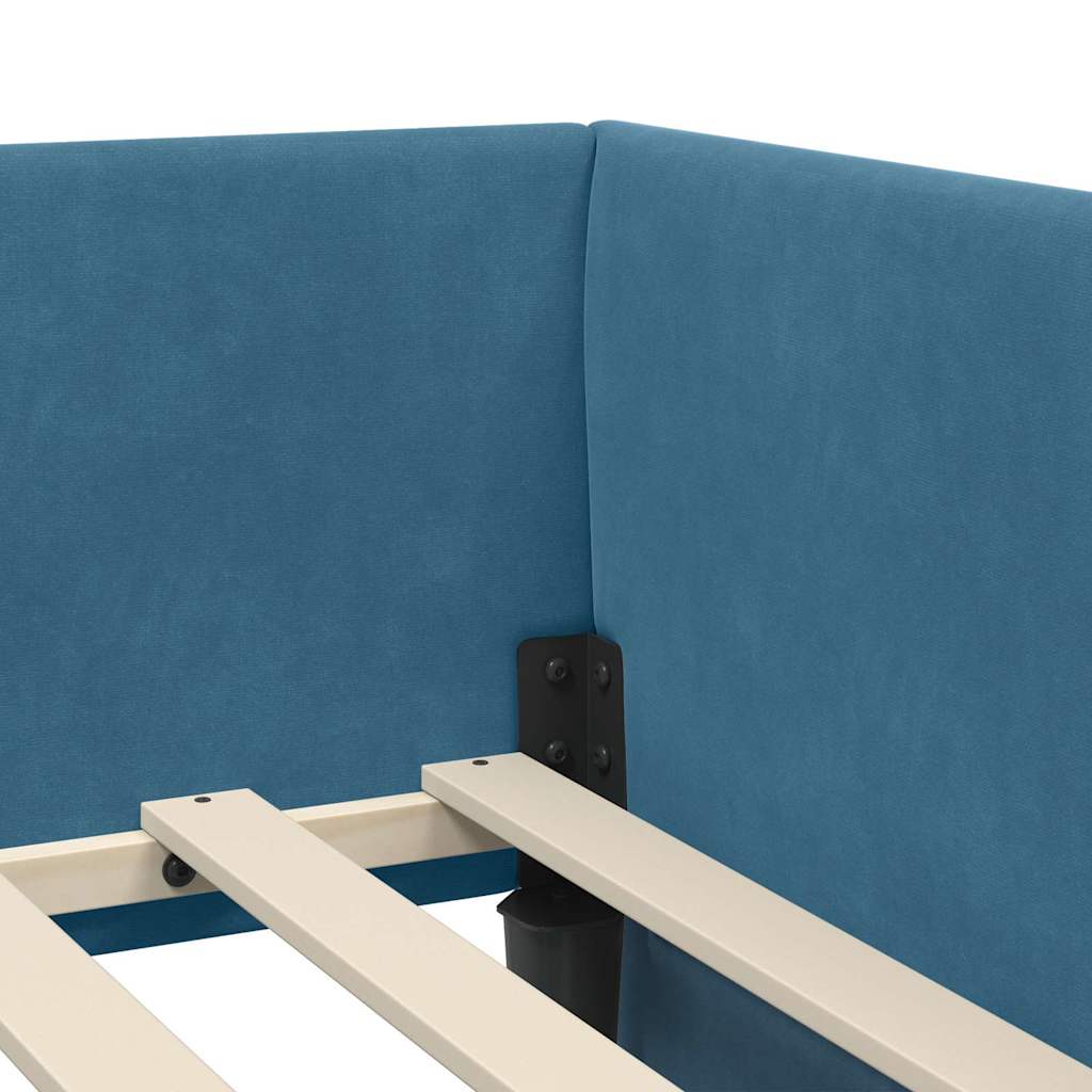 vidaXL Hoekbedframe Blauw 80 x 200 cm Fluweel en Engineered hout