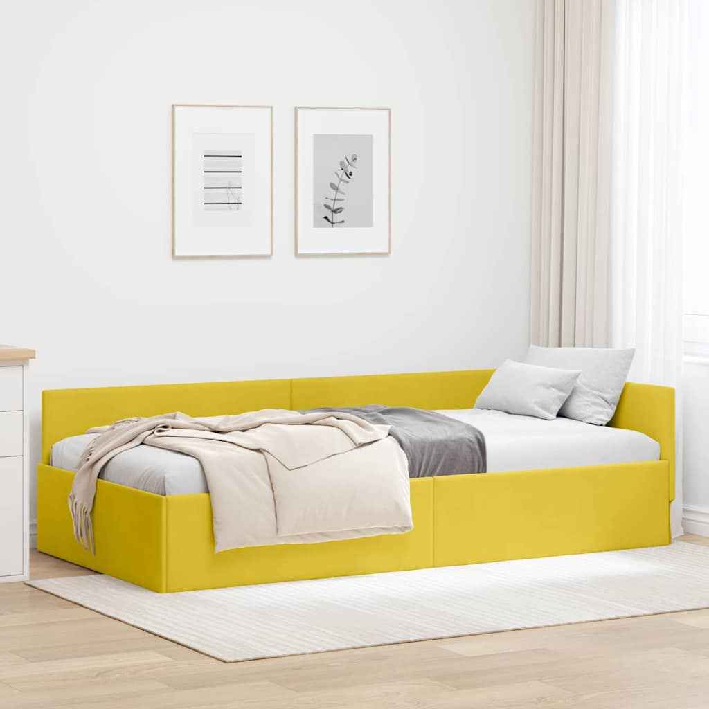 vidaXL Hoekbedframe Blauw 80 x 200 cm Fluweel en Engineered hout