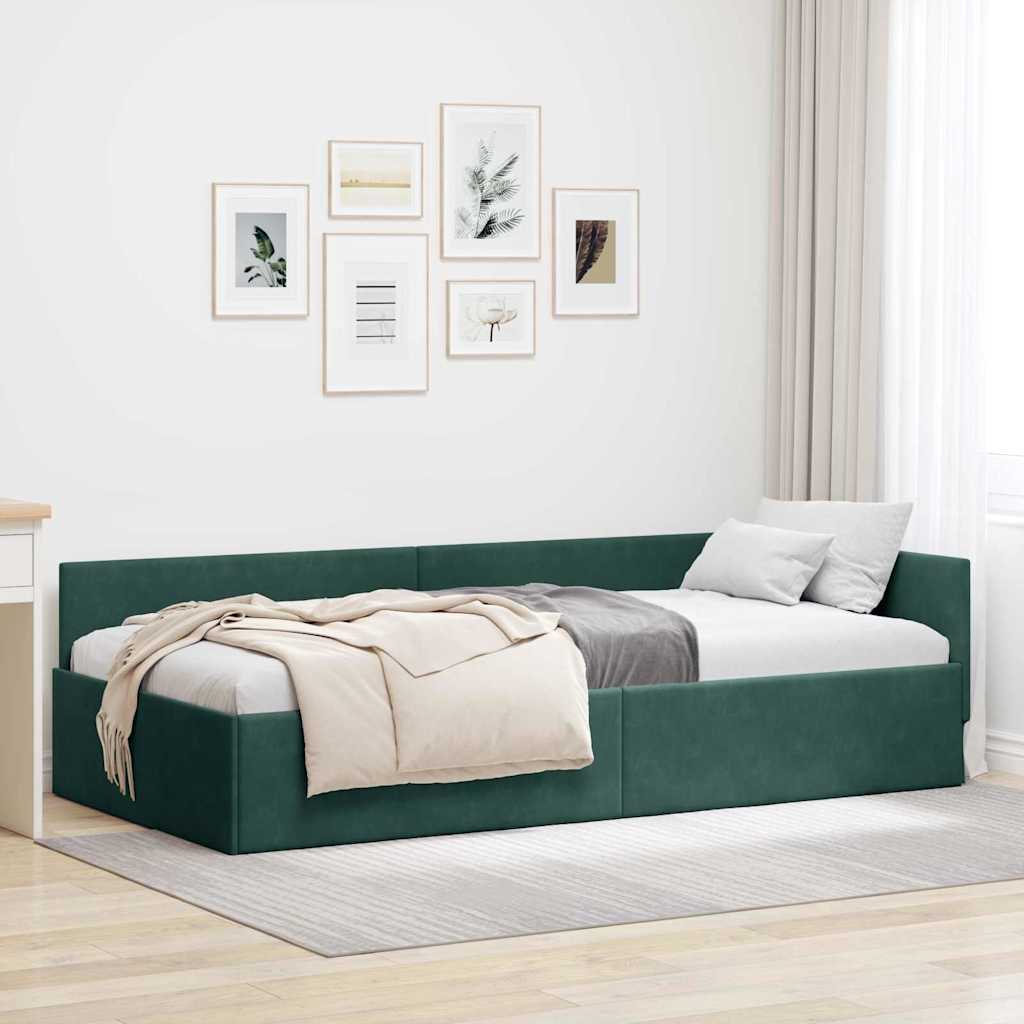 vidaXL Hoekbedframe Blauw 80 x 200 cm Fluweel en Engineered hout