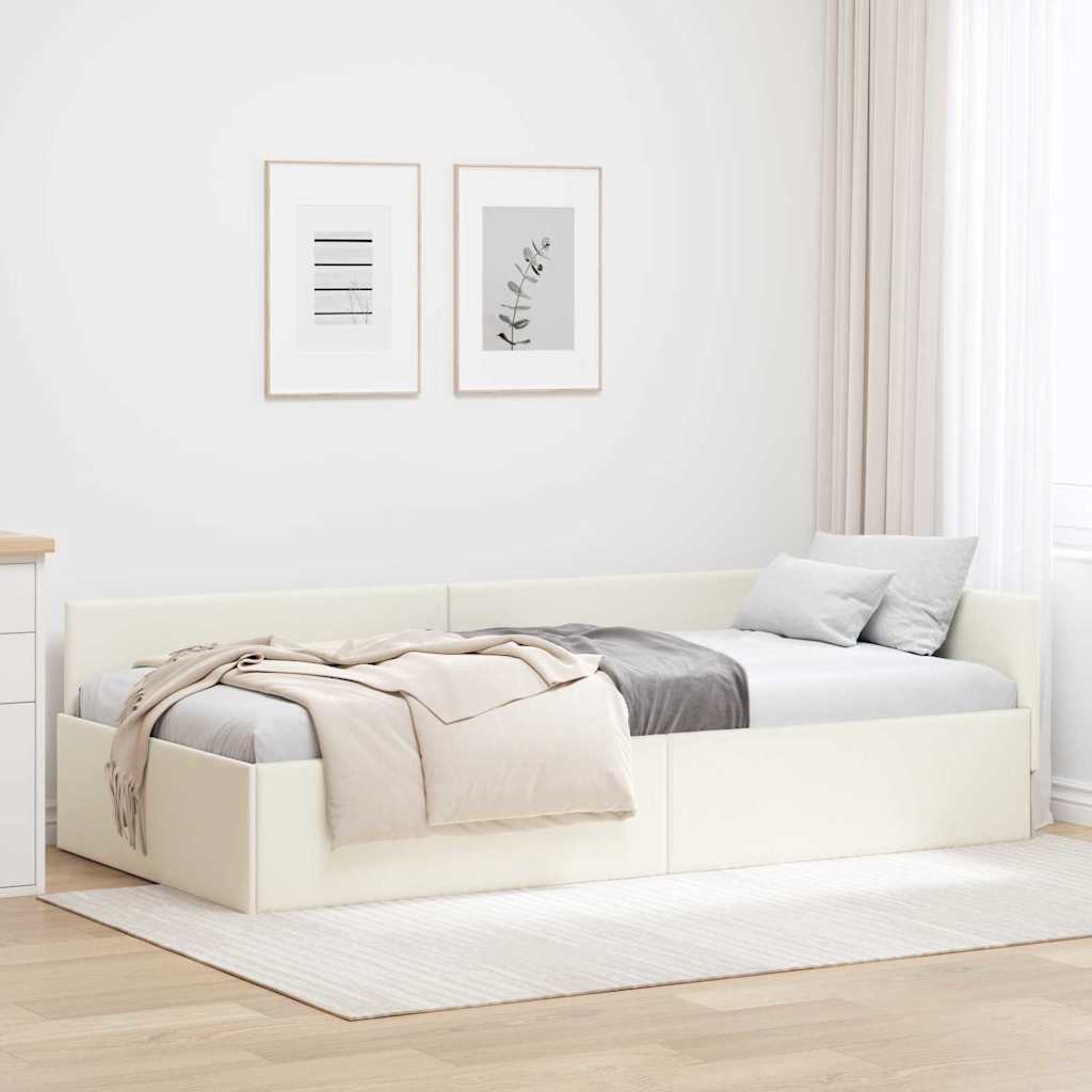 vidaXL Hoekbedframe Blauw 80 x 200 cm Fluweel en Engineered hout