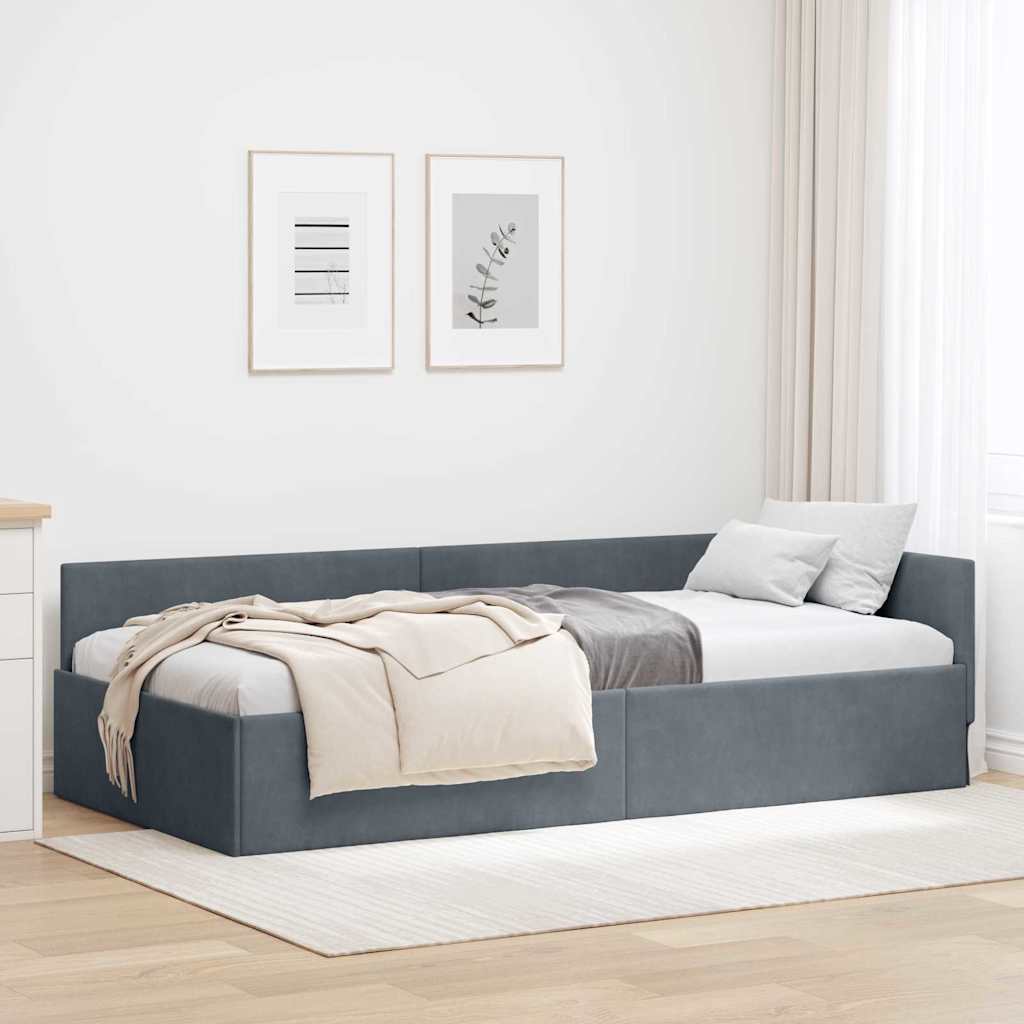 vidaXL Hoekbedframe Blauw 80 x 200 cm Fluweel en Engineered hout