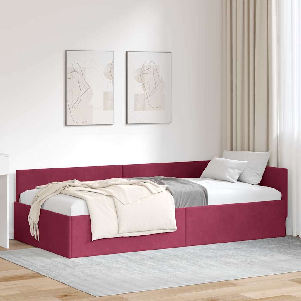 vidaXL Hoekbedframe Blauw 80 x 200 cm Fluweel en Engineered hout