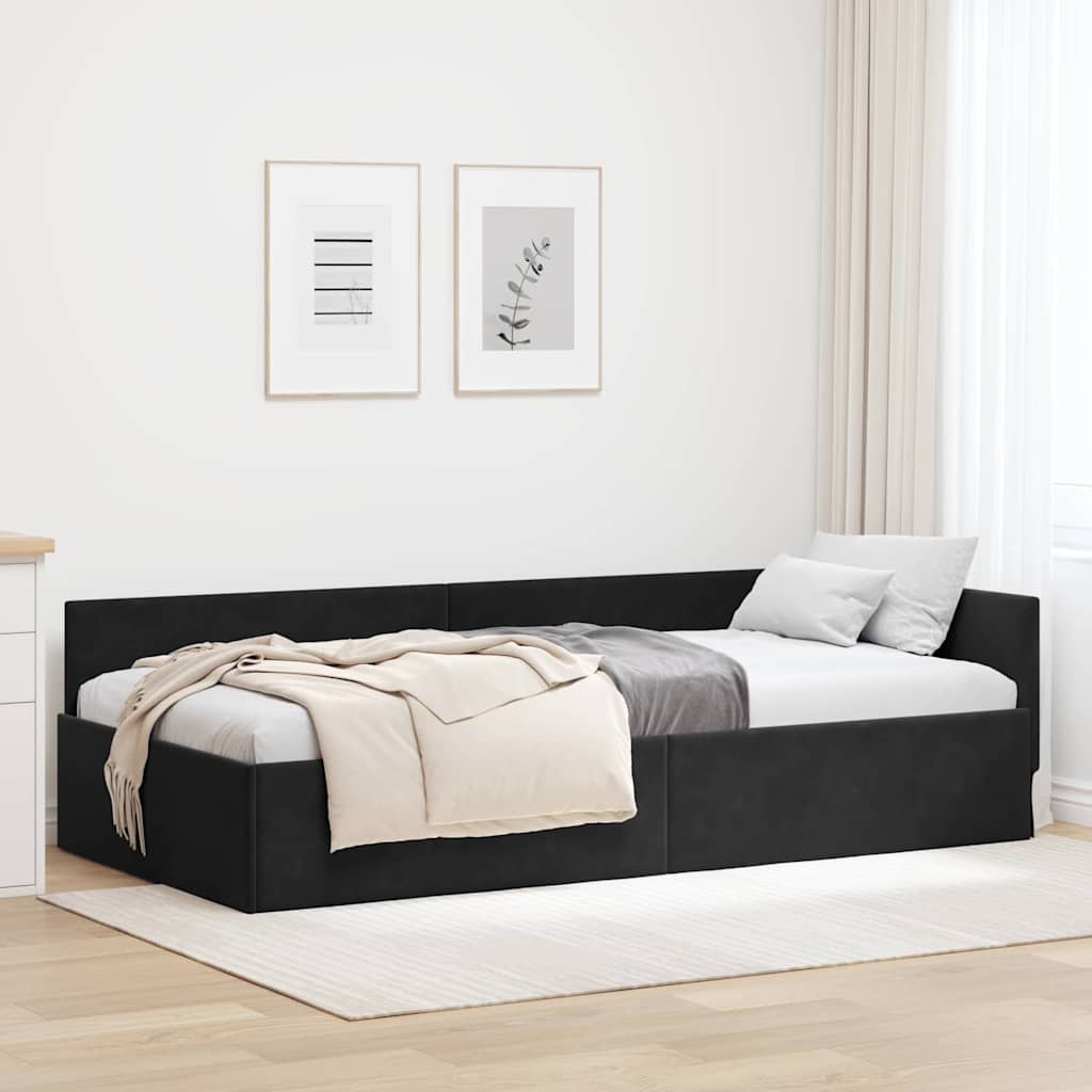 vidaXL Hoekbedframe Blauw 80 x 200 cm Fluweel en Engineered hout
