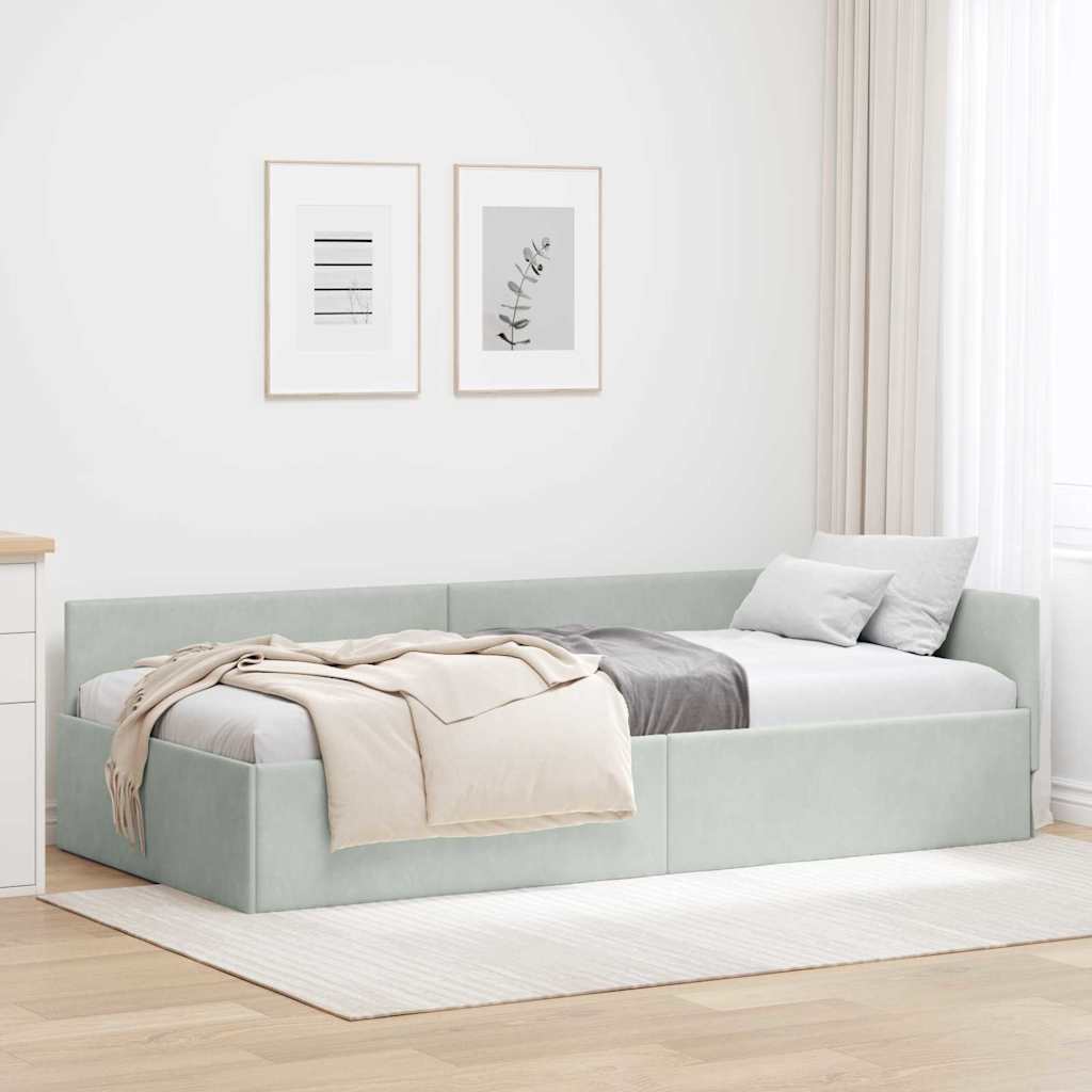 vidaXL Hoekbedframe Blauw 80 x 200 cm Fluweel en Engineered hout