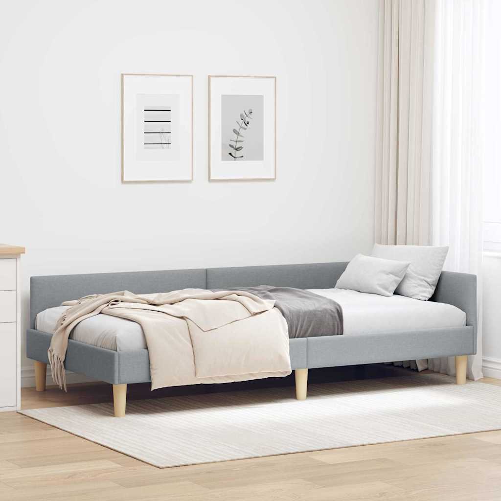 vidaXL Hoek Bed Frame Lichtgrijs 80 x 200 cm Stof en Geengineerd Hout