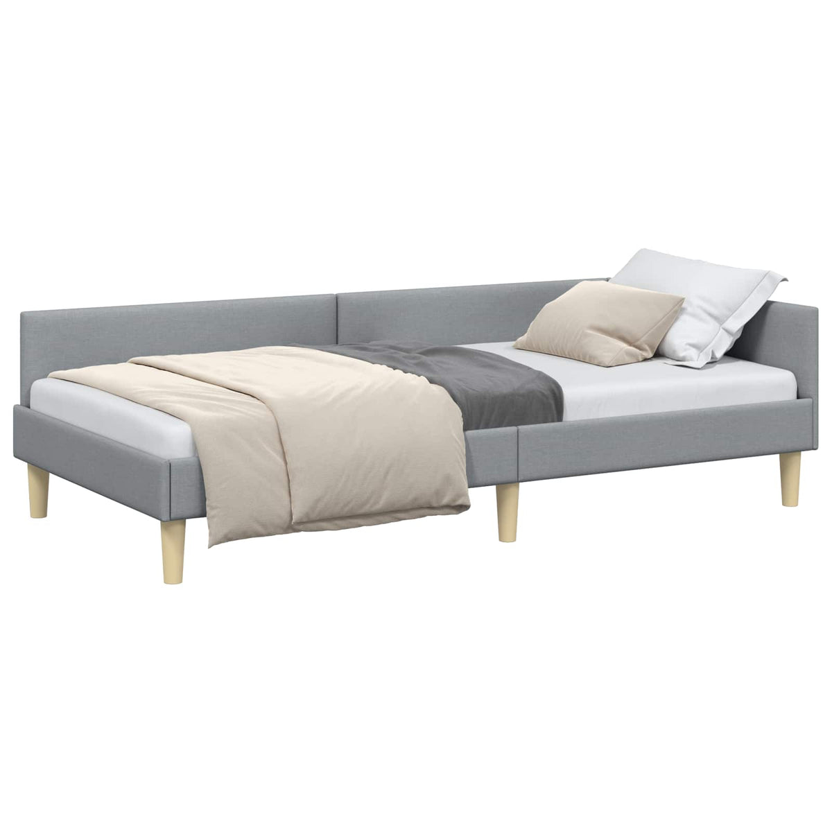 vidaXL Hoek Bed Frame Lichtgrijs 80 x 200 cm Stof en Geengineerd Hout
