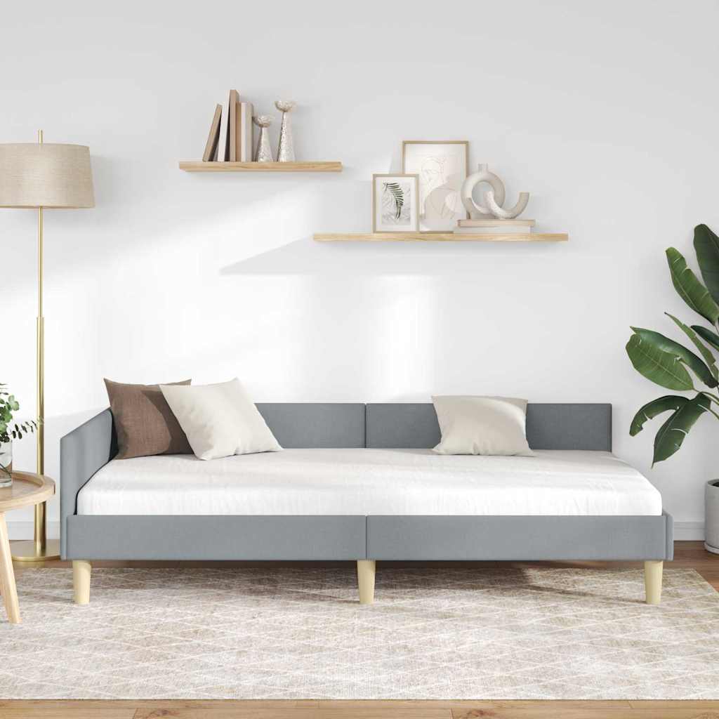vidaXL Hoek Bed Frame Lichtgrijs 80 x 200 cm Stof en Geengineerd Hout