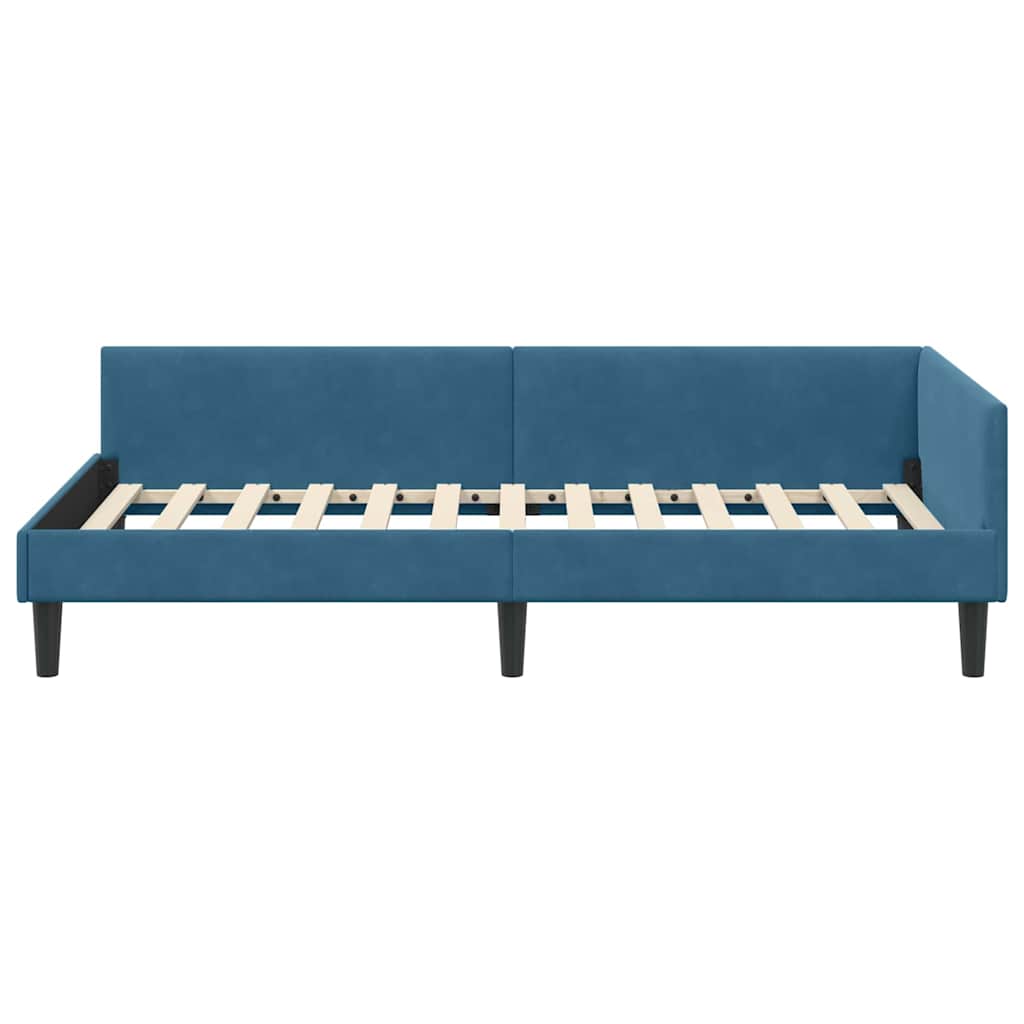 vidaXL Hoekbedframe Blauw 80 x 200 cm Velvet en Engineered hout