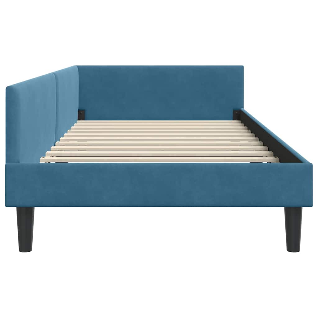 vidaXL Hoekbedframe Blauw 80 x 200 cm Velvet en Engineered hout