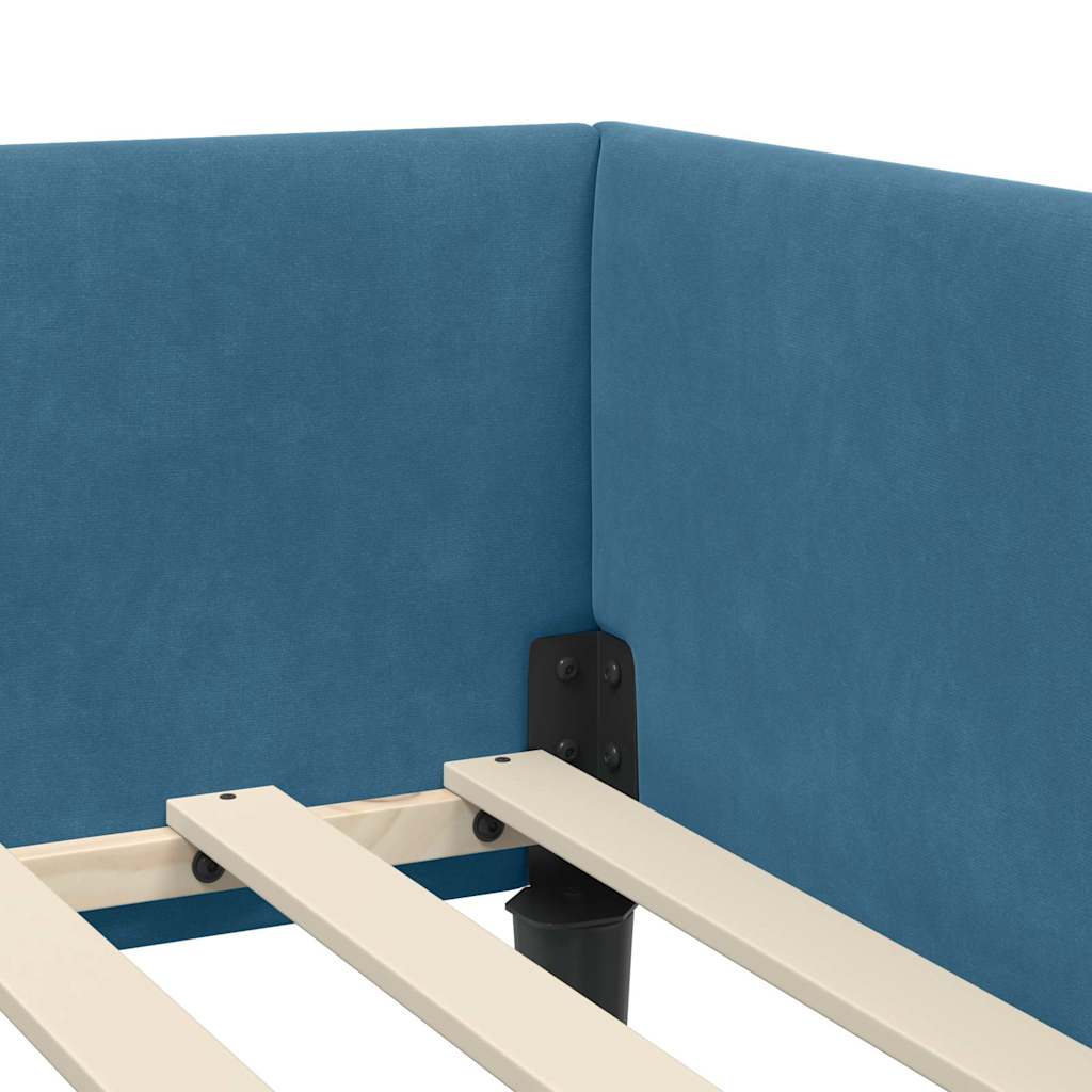 vidaXL Hoekbedframe Blauw 80 x 200 cm Velvet en Engineered hout
