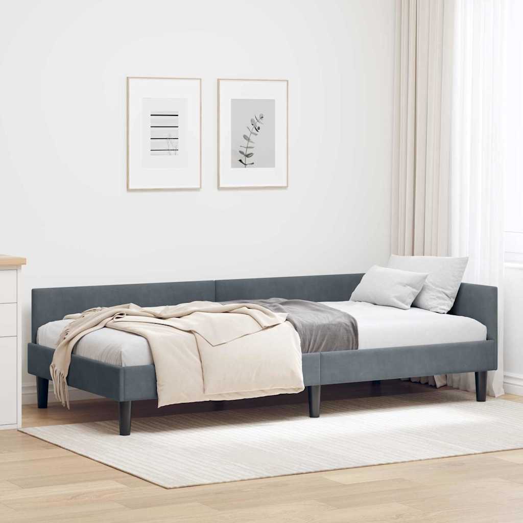 vidaXL Hoekbedframe Blauw 80 x 200 cm Velvet en Engineered hout
