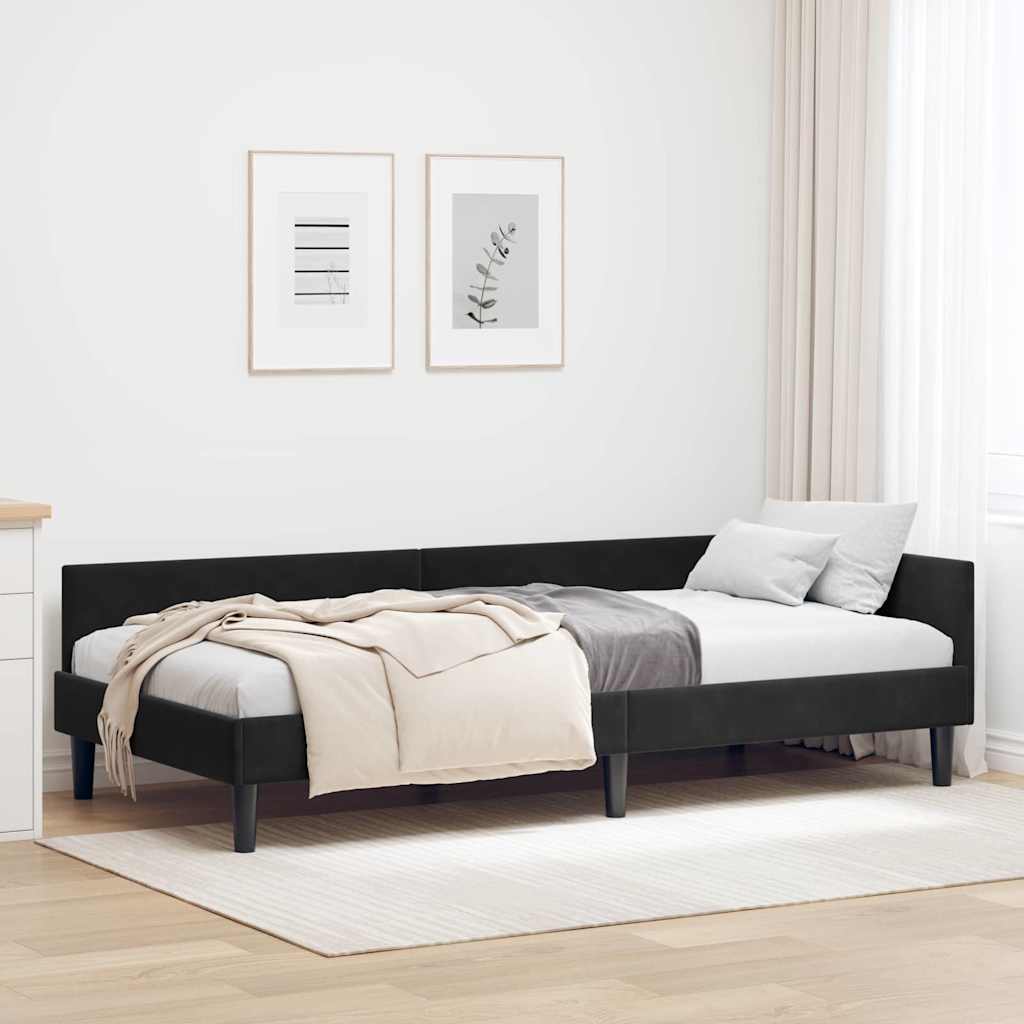 vidaXL Hoekbedframe Blauw 80 x 200 cm Velvet en Engineered hout