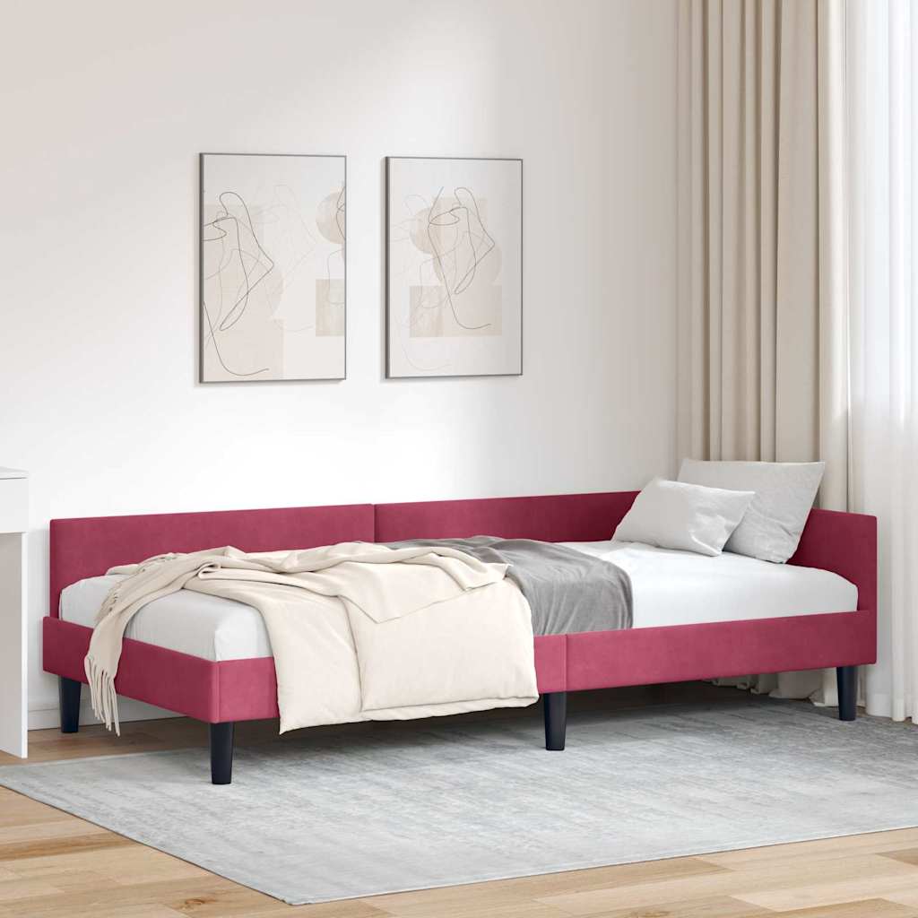 vidaXL Hoekbedframe Blauw 80 x 200 cm Velvet en Engineered hout