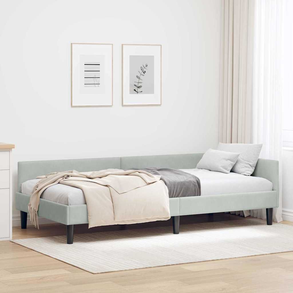 vidaXL Hoekbedframe Blauw 80 x 200 cm Velvet en Engineered hout
