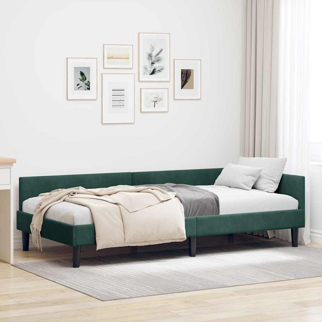 vidaXL Hoekbedframe Blauw 80 x 200 cm Velvet en Engineered hout