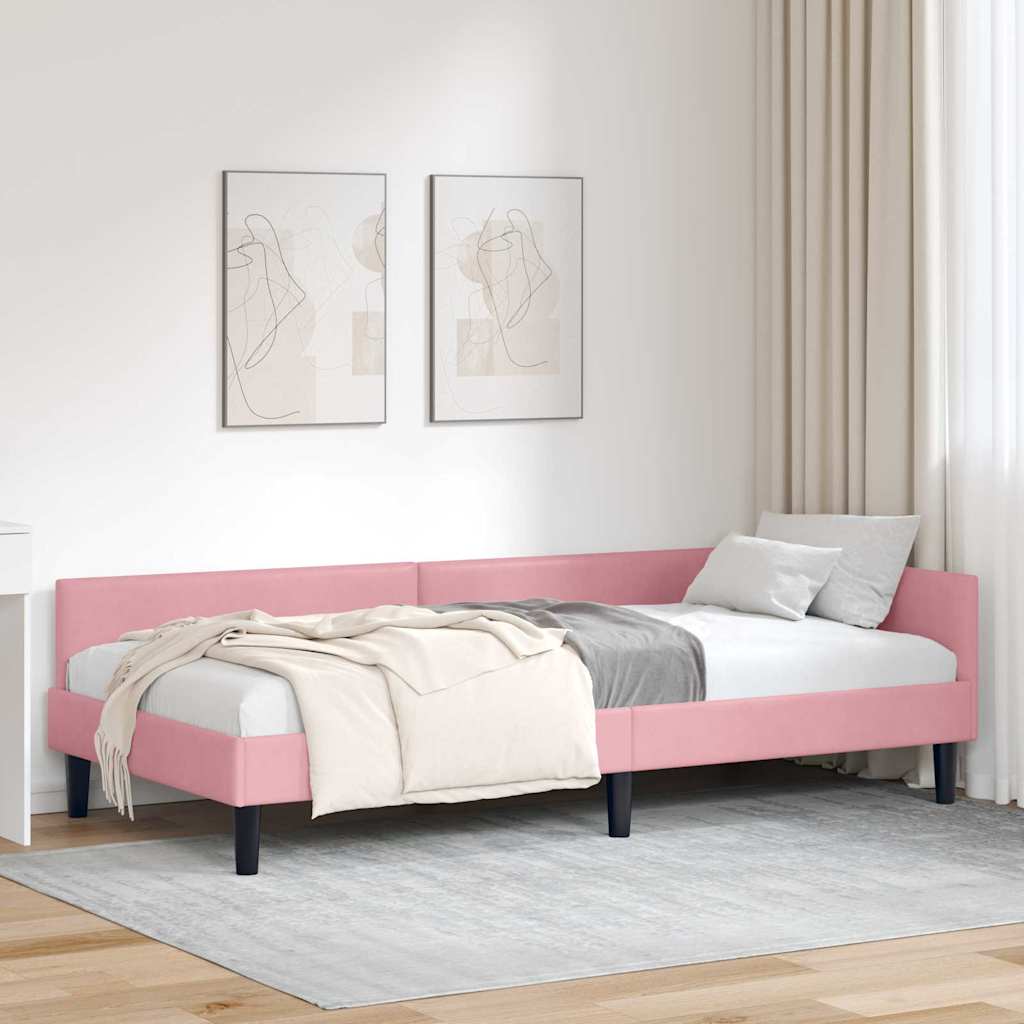 vidaXL Hoekbedframe Blauw 80 x 200 cm Velvet en Engineered hout