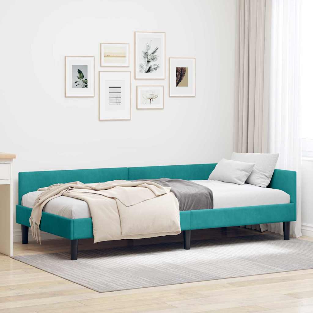 vidaXL Hoekbedframe Blauw 80 x 200 cm Velvet en Engineered hout