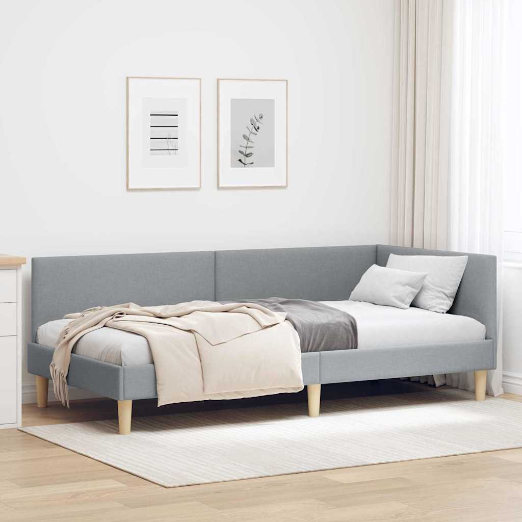 vidaXL Hoekbedframe Lichtgrijs 80 x 200 cm Stof en Geïmproviseerd hout