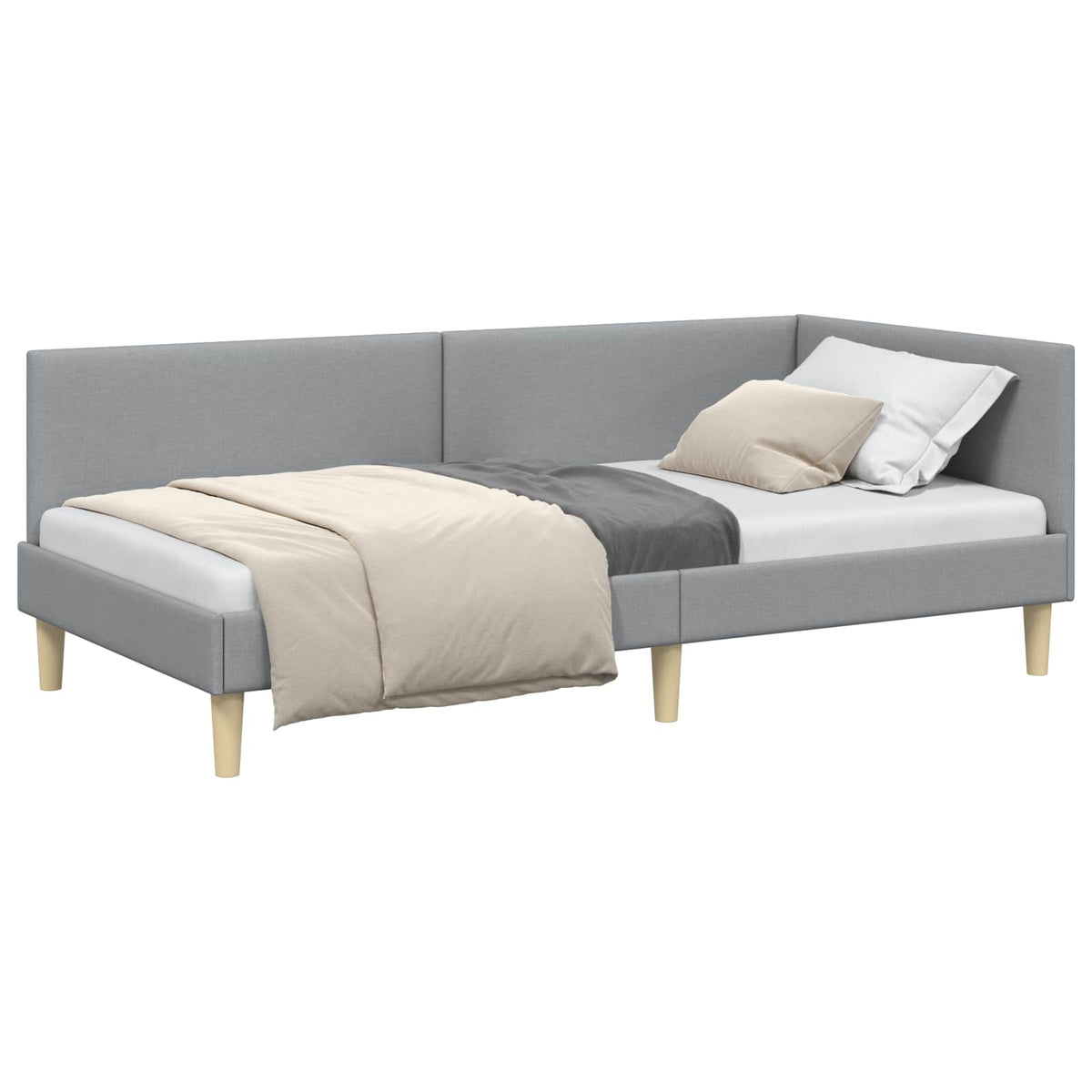 vidaXL Hoekbedframe Lichtgrijs 80 x 200 cm Stof en Geïmproviseerd hout