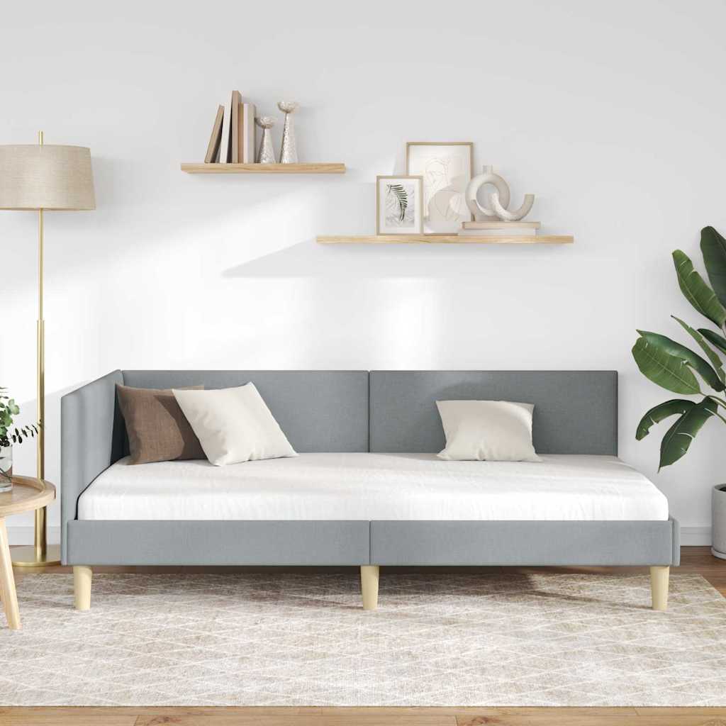 vidaXL Hoekbedframe Lichtgrijs 80 x 200 cm Stof en Geïmproviseerd hout