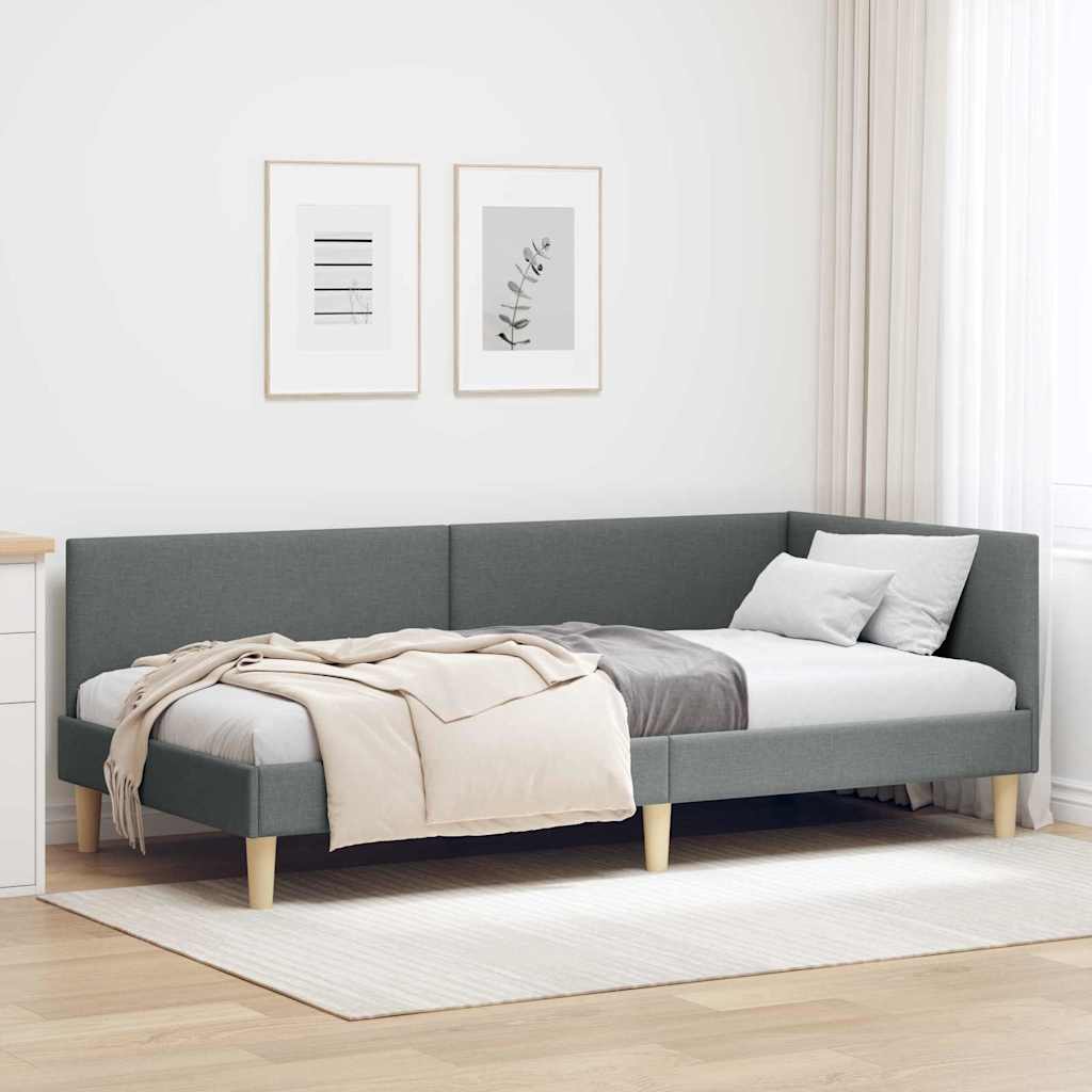 vidaXL Hoekbedframe Lichtgrijs 80 x 200 cm Stof en Geïmproviseerd hout