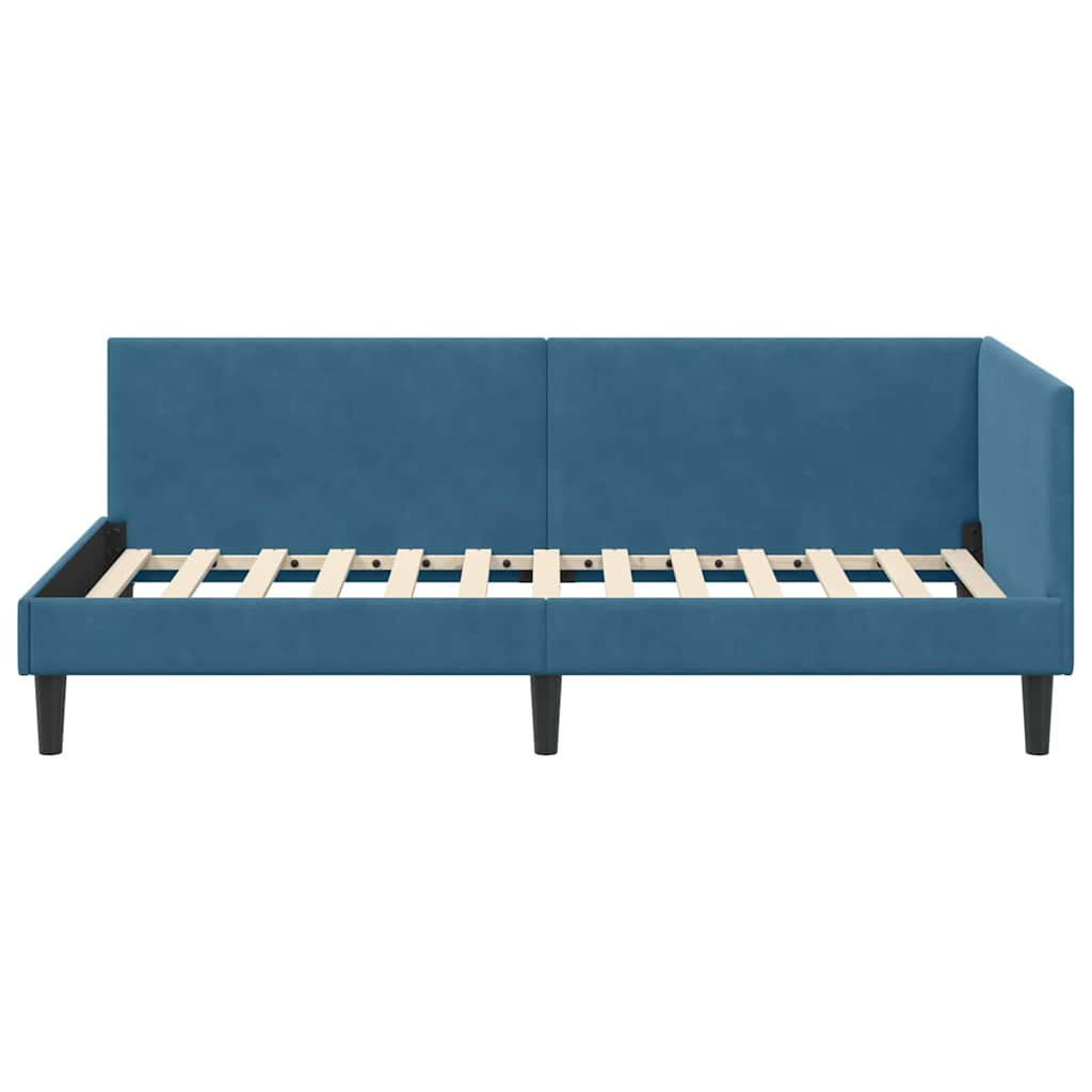 vidaXL Hoekbedframe Blauw 80 x 200 cm Fluweel en Engineered hout