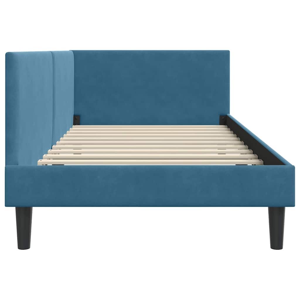 vidaXL Hoekbedframe Blauw 80 x 200 cm Fluweel en Engineered hout