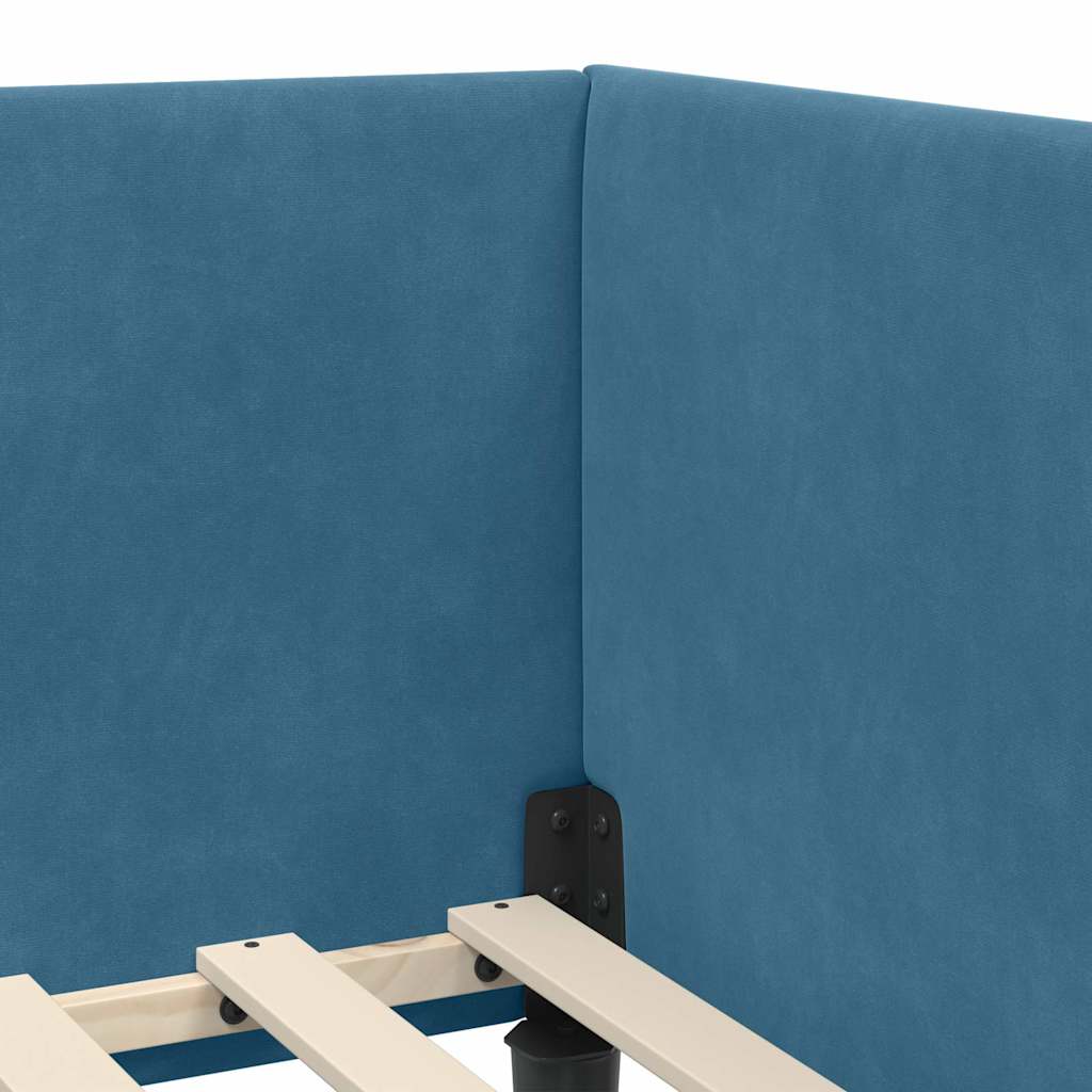 vidaXL Hoekbedframe Blauw 80 x 200 cm Fluweel en Engineered hout