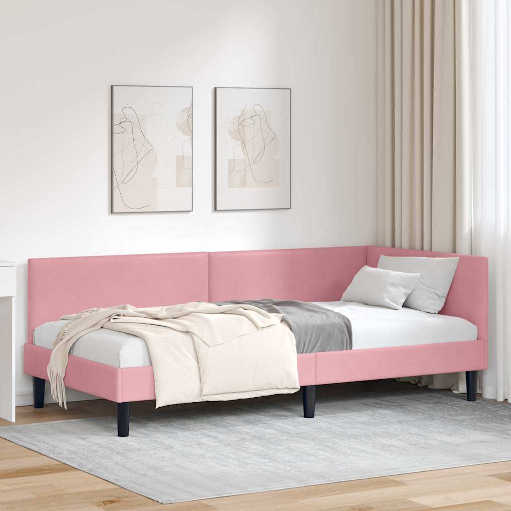 vidaXL Hoekbedframe Blauw 80 x 200 cm Fluweel en Engineered hout
