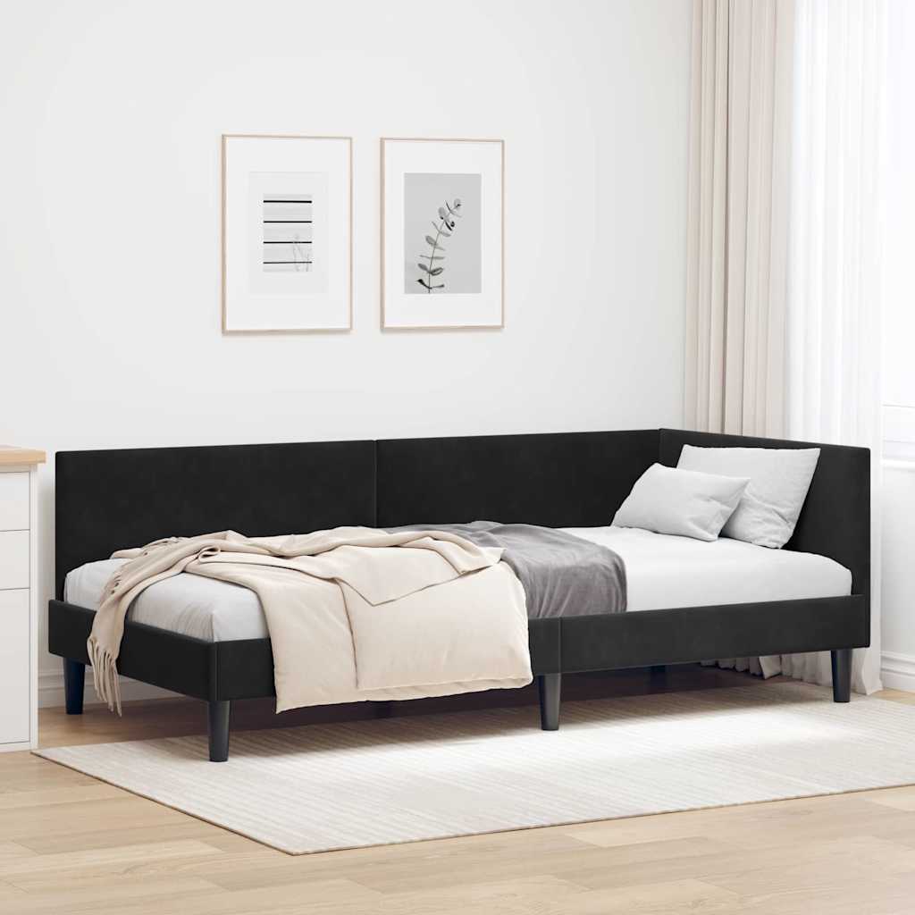 vidaXL Hoekbedframe Blauw 80 x 200 cm Fluweel en Engineered hout