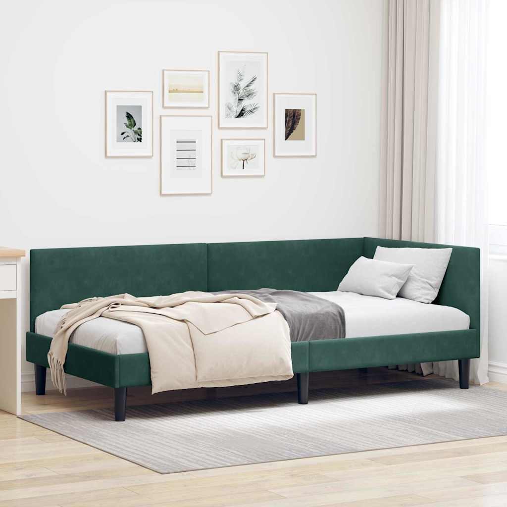vidaXL Hoekbedframe Blauw 80 x 200 cm Fluweel en Engineered hout