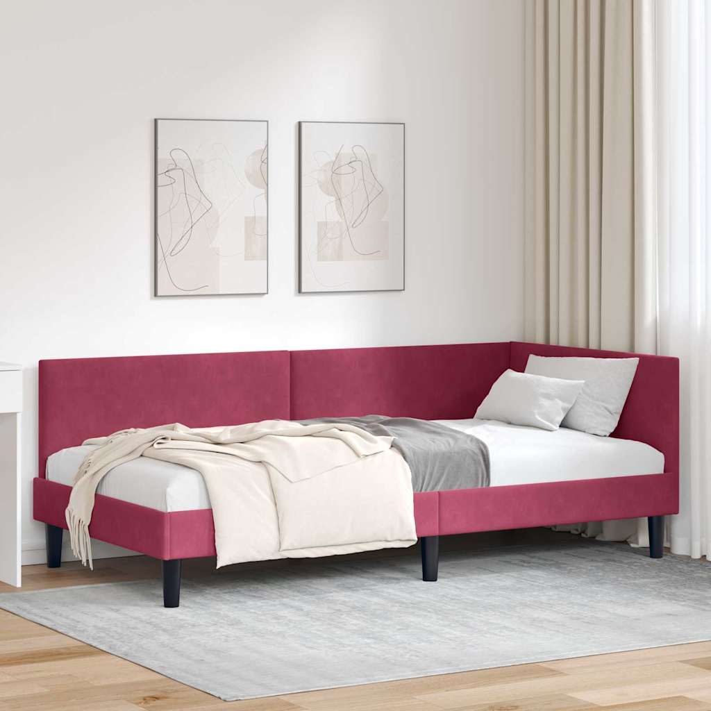 vidaXL Hoekbedframe Blauw 80 x 200 cm Fluweel en Engineered hout