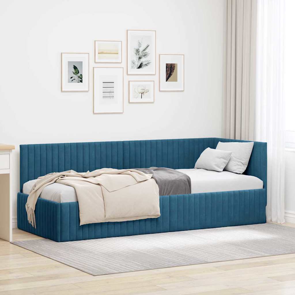vidaXL Hoekbedframe met hoofdeinde Blauw 80 x 200 cm Fluweel