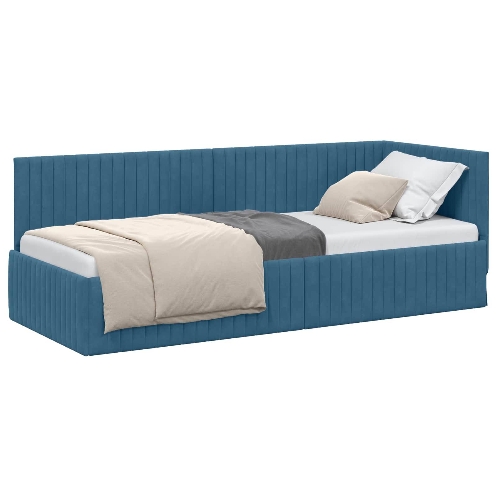 vidaXL Hoekbedframe met hoofdeinde Blauw 80 x 200 cm Fluweel