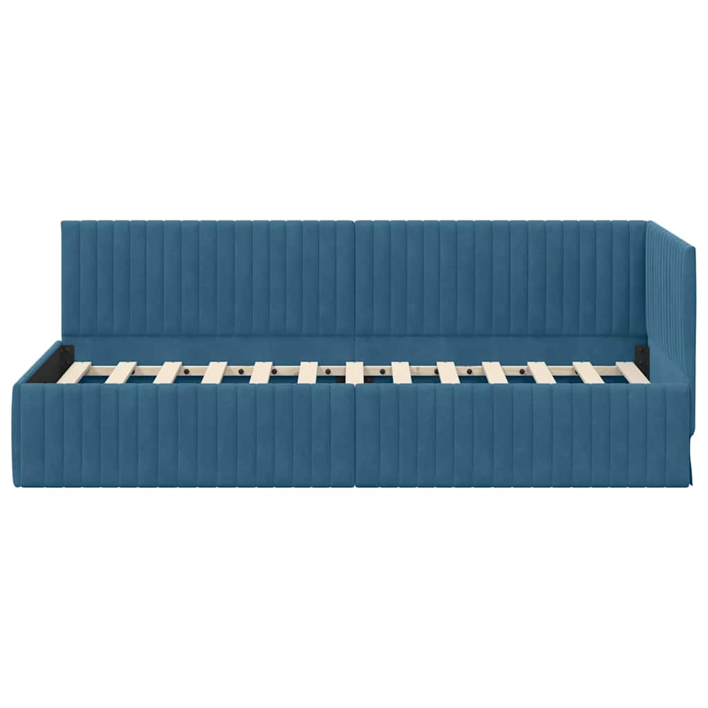vidaXL Hoekbedframe met hoofdeinde Blauw 80 x 200 cm Fluweel