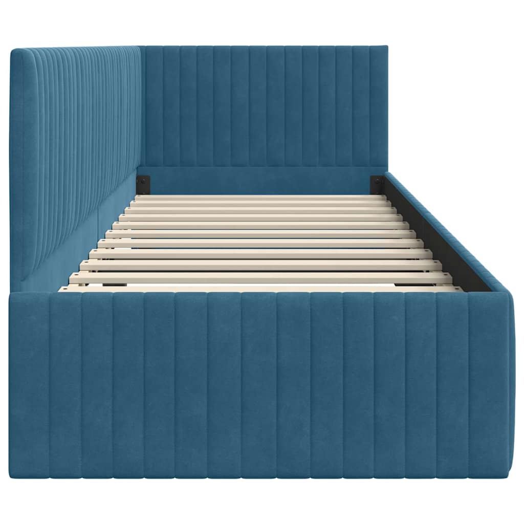 vidaXL Hoekbedframe met hoofdeinde Blauw 80 x 200 cm Fluweel