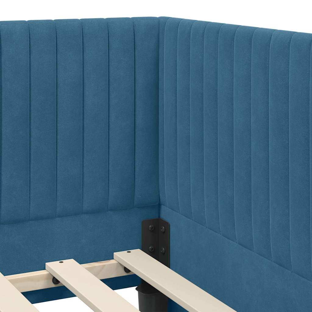 vidaXL Hoekbedframe met hoofdeinde Blauw 80 x 200 cm Fluweel