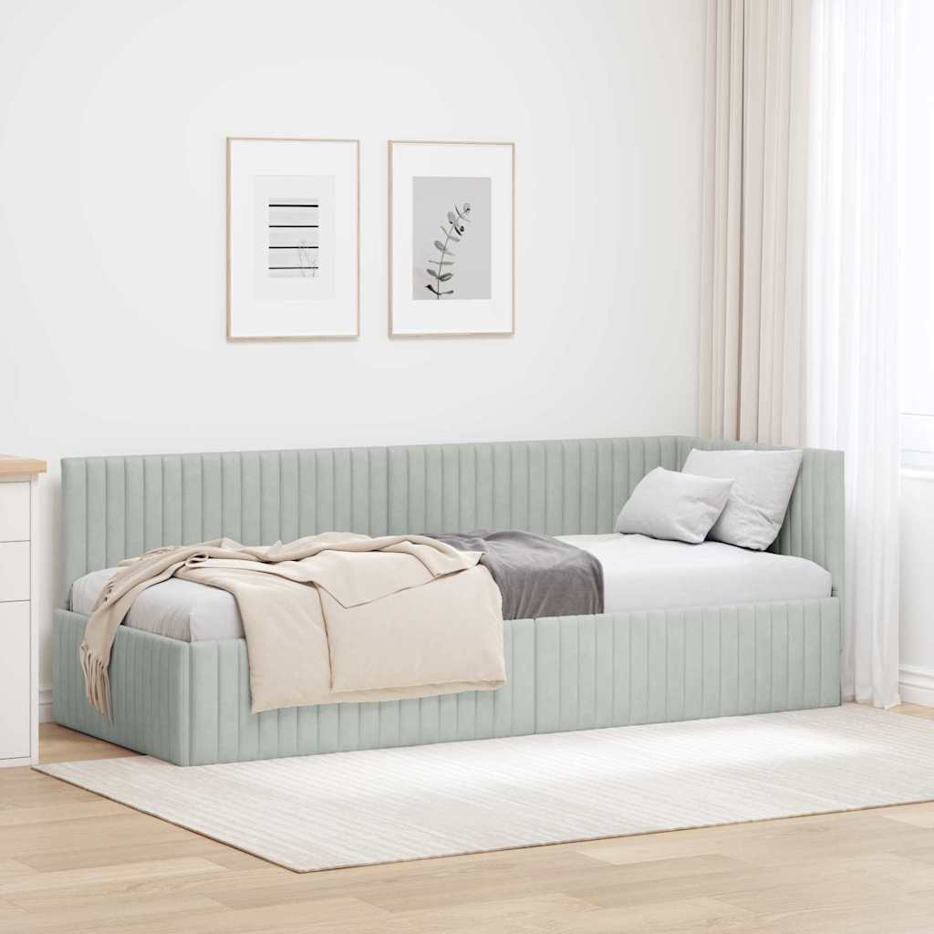 vidaXL Hoekbedframe met hoofdeinde Blauw 80 x 200 cm Fluweel