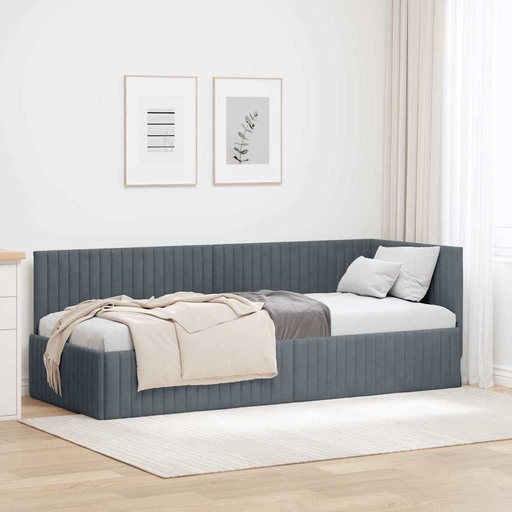 vidaXL Hoekbedframe met hoofdeinde Blauw 80 x 200 cm Fluweel