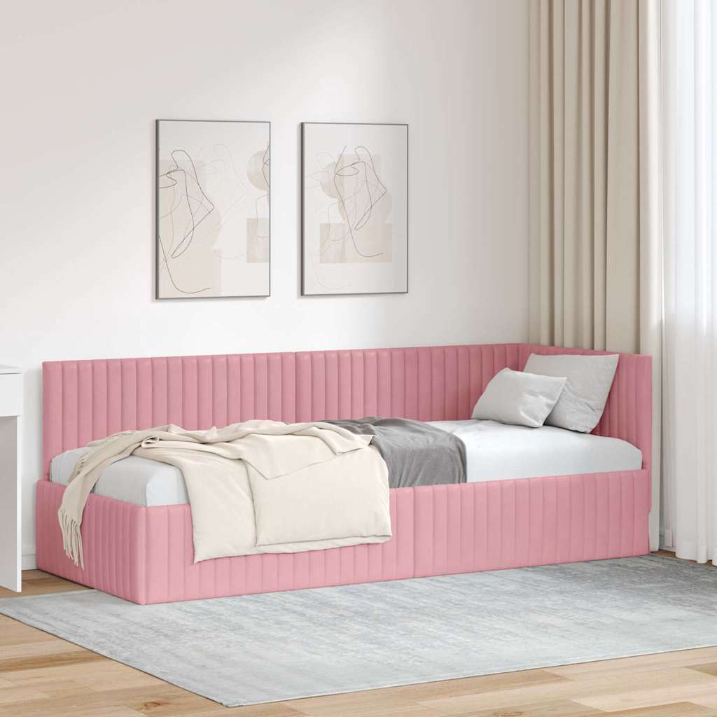 vidaXL Hoekbedframe met hoofdeinde Blauw 80 x 200 cm Fluweel