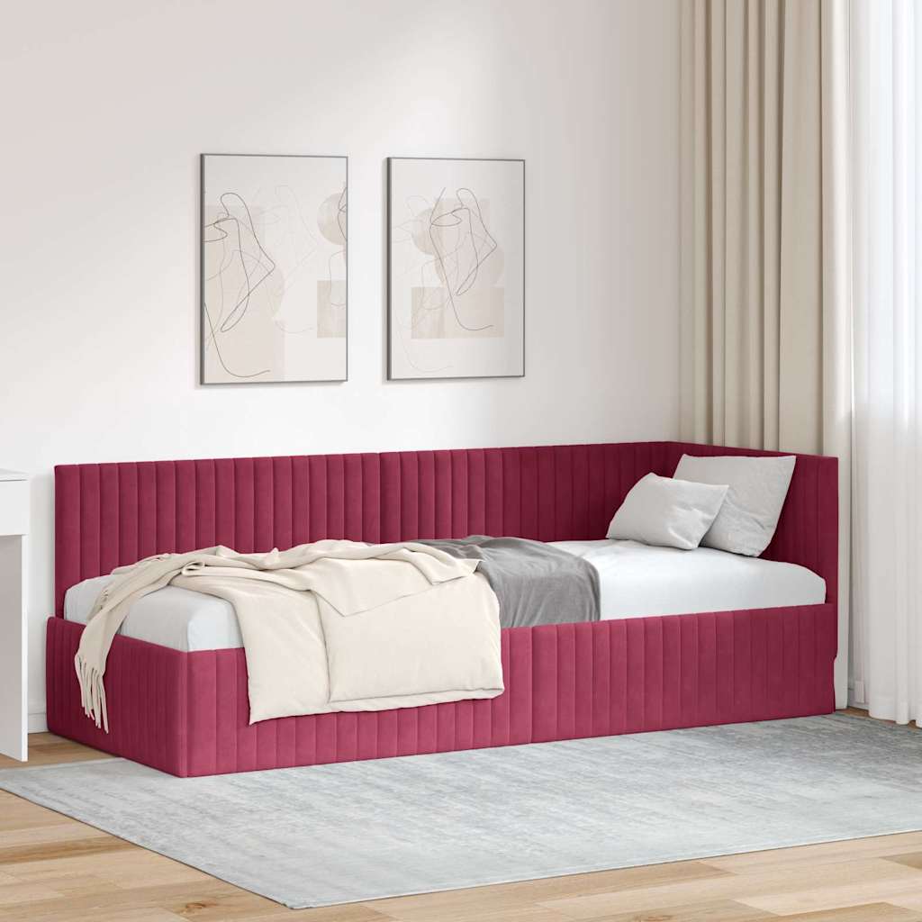 vidaXL Hoekbedframe met hoofdeinde Blauw 80 x 200 cm Fluweel