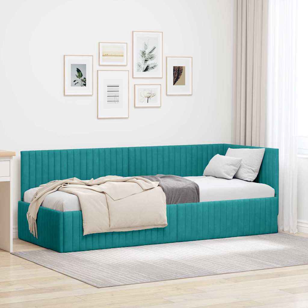 vidaXL Hoekbedframe met hoofdeinde Blauw 80 x 200 cm Fluweel