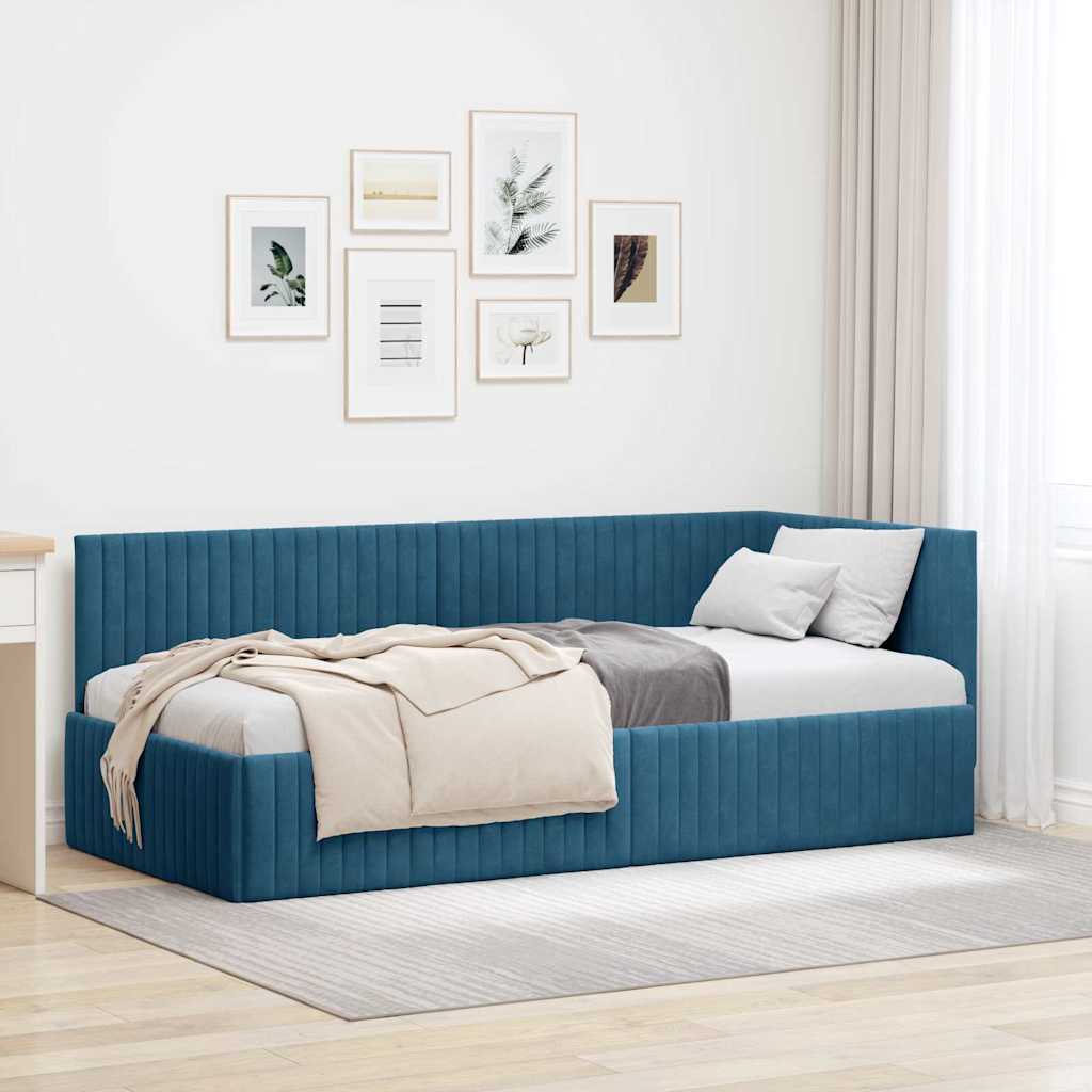 vidaXL Hoekbedframe met hoofdeinde Blauw 80 x 200 cm Fluweel
