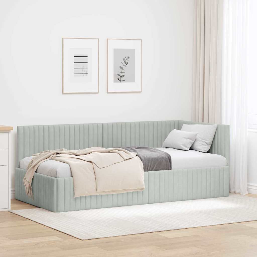 vidaXL Hoekbedframe met hoofdeinde Blauw 80 x 200 cm Fluweel