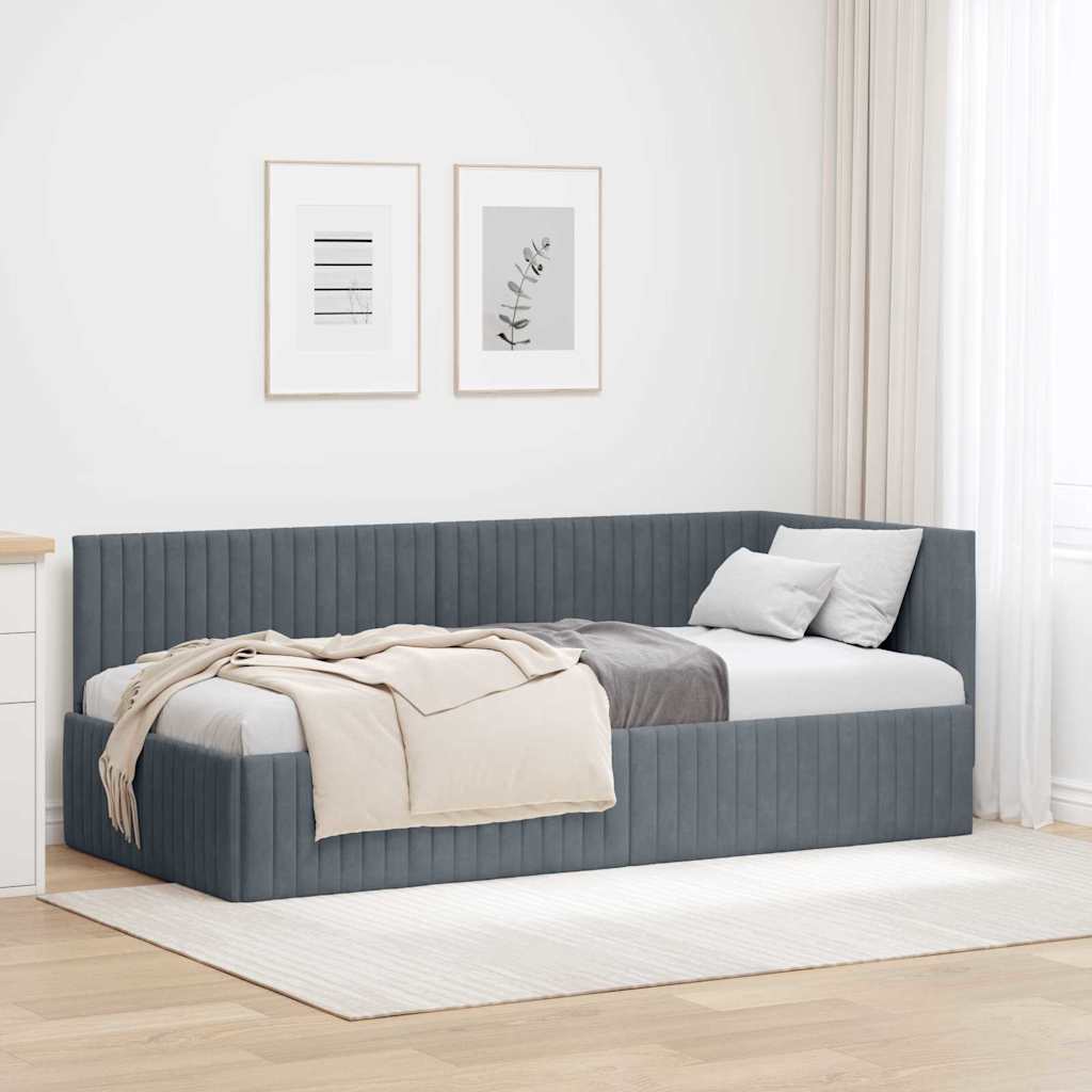 vidaXL Hoekbedframe met hoofdeinde Blauw 80 x 200 cm Fluweel