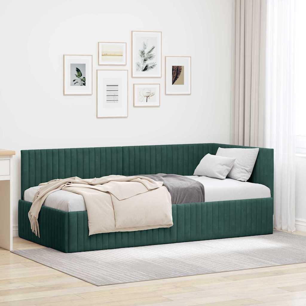 vidaXL Hoekbedframe met hoofdeinde Blauw 80 x 200 cm Fluweel