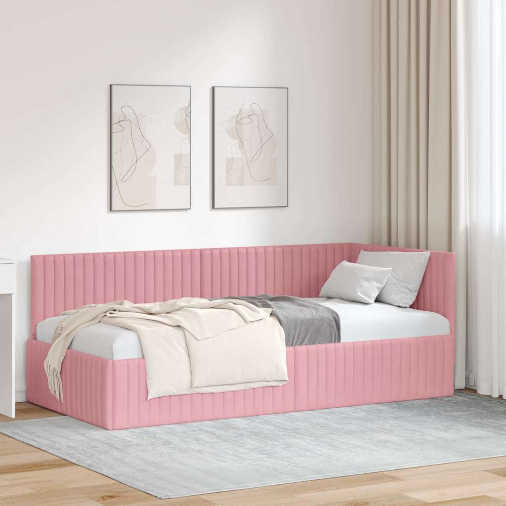 vidaXL Hoekbedframe met hoofdeinde Blauw 80 x 200 cm Fluweel