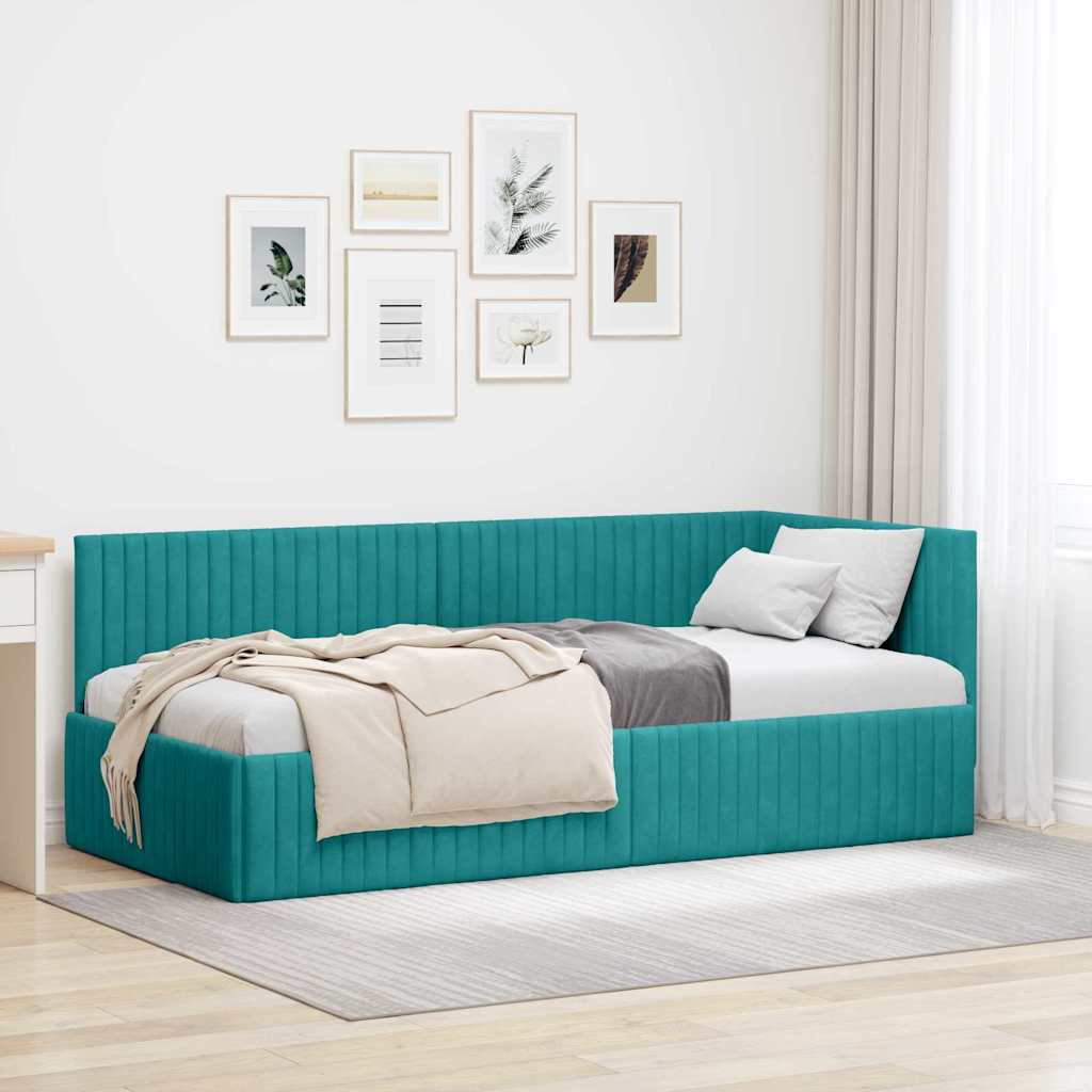vidaXL Hoekbedframe met hoofdeinde Blauw 80 x 200 cm Fluweel